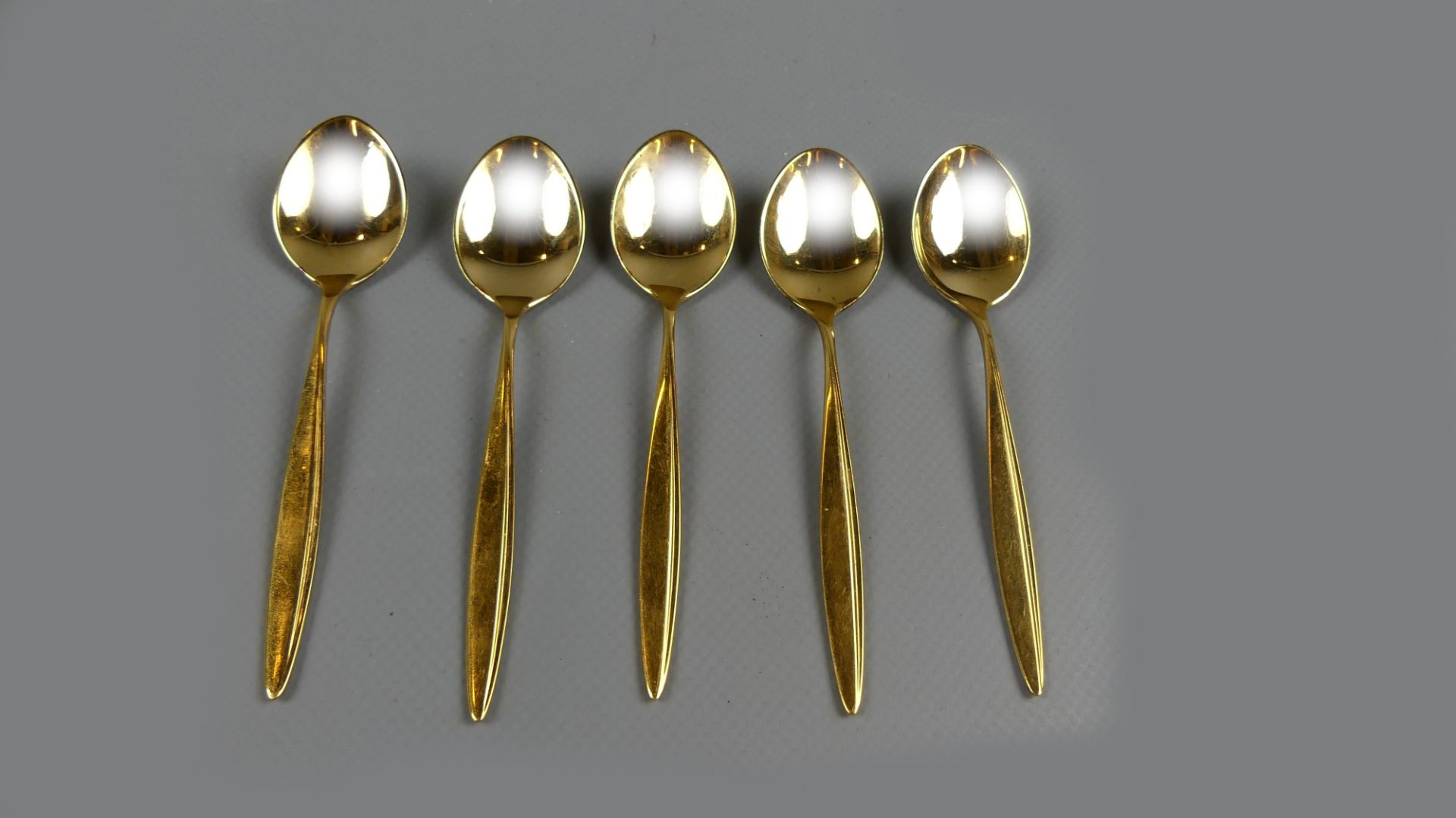 5 kleine Teelöffel, WMF, 800er Silber, vergoldet, ca. 59 gr.