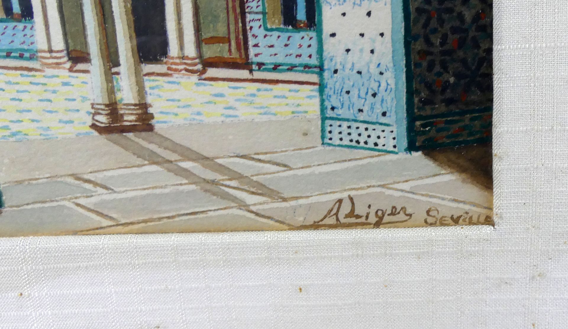 A. LIGEN, "Sevilla", Aquarell, u.re.sig., ca. 19 x 12 cm - Bild 2 aus 2