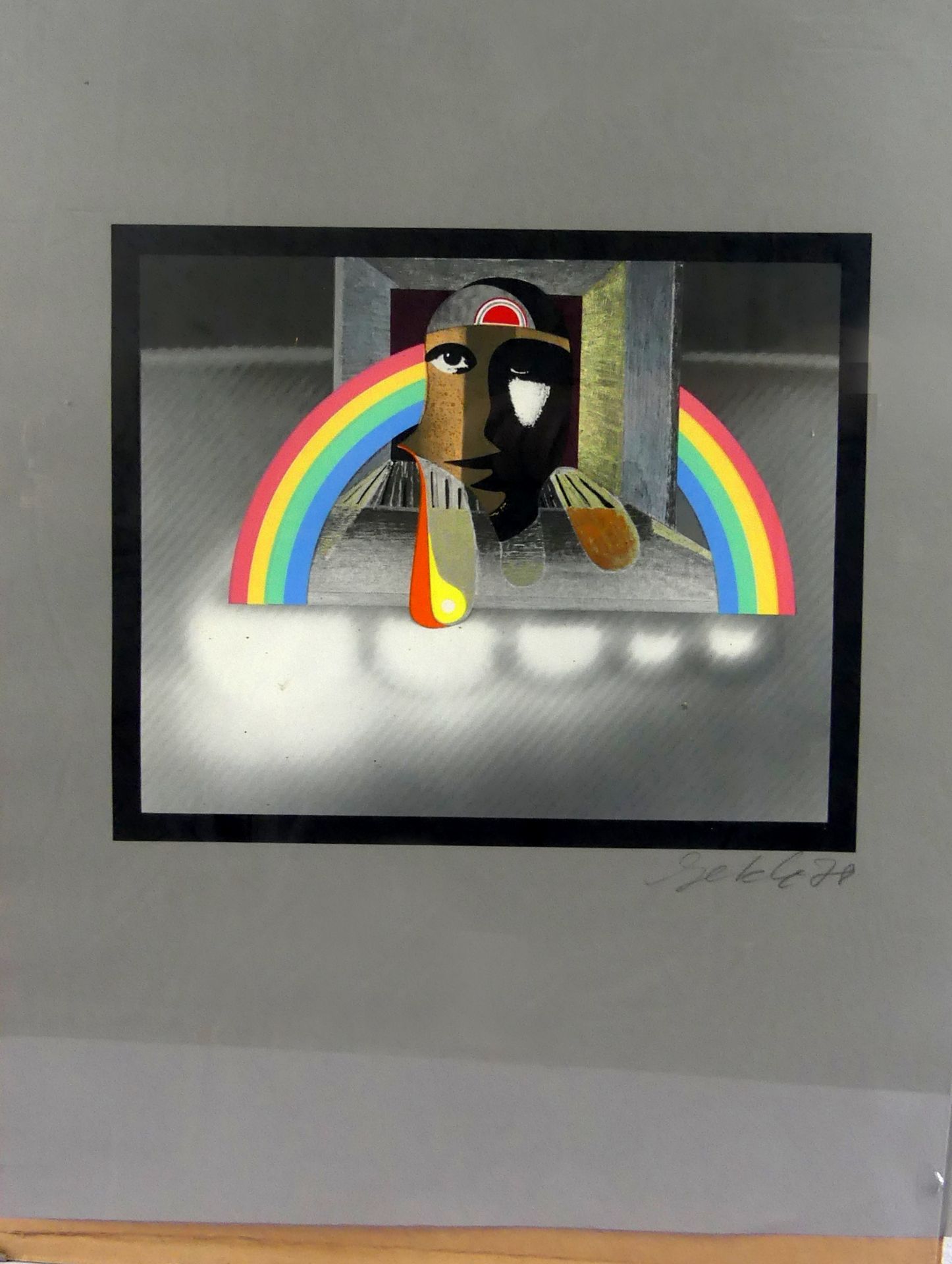 "Regenbogen", Collage, Mischtechnik?, u.re.unles.sig., , ca. 57 x 41 cm,