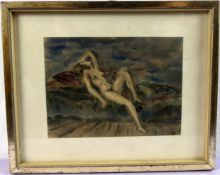 "Frauenakt", Pastell, o.sig., hinter Glas gerahmt, ca. 17 x 23 cm