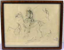 Wohl SALVADOR DALI, "Studie Don Quijote", Bleistift Zeichnung,