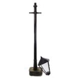Victorian lamp post, the with a lamp basket and long tapered pole, the lamp section damaged, 350cm