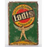 Lodis tin sign, La Crema da Scarpe e'insuperabile, with cupid holding the sign, 35cm x 50cm