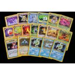 Collection of 1999-2000 Pokemon cards, consisting of five Holographic cards, Vaperoen 12/64, two