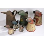 Collection of oil jugs, to include Shell and unnamed examples, (7)