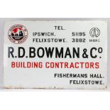 Bowman & Co Enamel sign, with the Federation of Master Builders, Ipswich, Felixstowe, Building