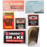 Collection of Petrol station advertising signs, to include Banner, Brembo, Valeo, Ferodo, Sun, (8)