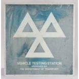Vehicle Testing Station sign, in blue and white, 60cm wide
