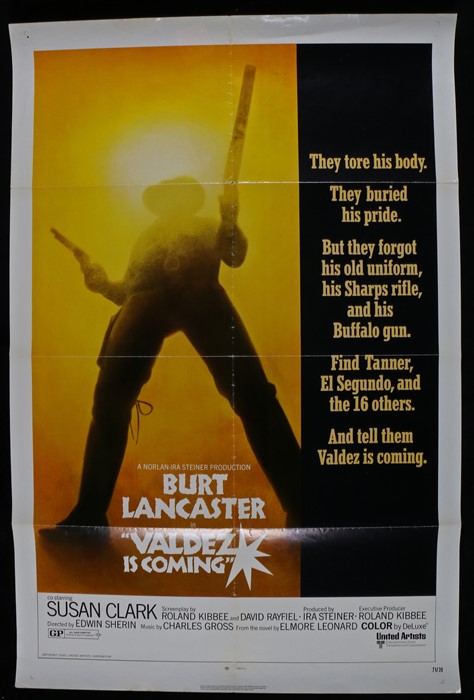 Valdez is Coming (1971) One Sheet poster, starring Burt Lancaster, folded
