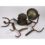 Automobilia, to include head lamps and two head lamp arms, (4)