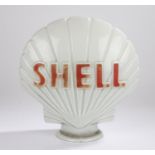 Shell Opaque Glass Petrol Pump Globe, with red lettering, the neck stamped Property of Shell-Mex and