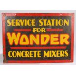 Wander Concrete Mixer enamel sign, SERVICE STATION FOR WANDER CONCRETE MIXER, in yellow, red and