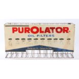 Purolator Oil Filters rack, the white enamel sign with with Purolator in red above black image of