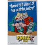 Fritz the Cat (1972) "We're not rated X for nothin baby" One Sheet poster, folded