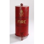 George VI fire blanket case, in red enamel with 'GRVI To be used in case of FIRE asbestos cloth',