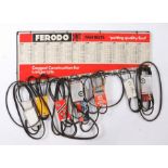 Ferodo Fan Belt rack, in red, black and white with various makes and models of cars, 102cm wide