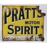 Pratts rectangular double sided enamel sign, PRATTS MOTOR SPIRITS, 54cm diameter