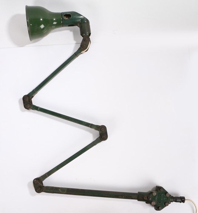 Industrial Design: a 1950's machinists' adjustable work light by Mek Elek London, K 4, in green with