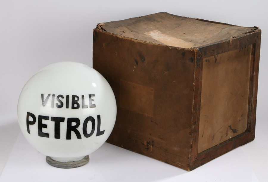 Chance Brothers Petrol Globe, VISIBLE PETROL in black lettering and named to the collar, original