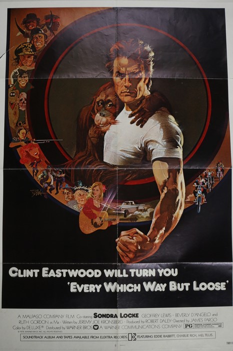 Every Which Way But Loose (1978) One Sheet poster, starring Clint Eastwood, folded
