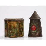Huntley and Palmers lantern form biscuit tin, Huntley and Palmers biscuit tin decorated with tiger