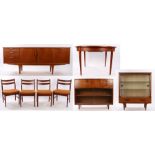 Mid 20th Century Avalon teak dining room suite, consisting with an extending table, four chairs,
