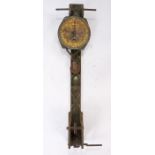 Salter Motor Cycle Brake Tester, with a brass dial and traces of the olive green paint, 112cm high