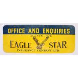 Eagle Star sign, Office and Enquiries in yellow and blue, double sided, 61xcm wide