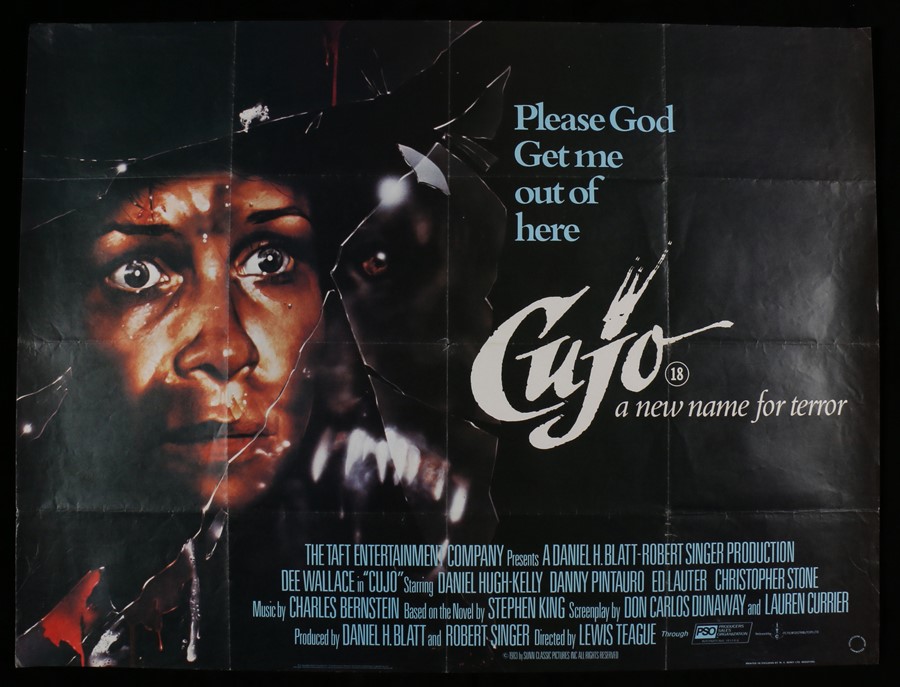 Cujo (1983) British Quad poster, Horror, starring Daniel Hugh-Kelly, Danny Pintauro, Ed Lauter and