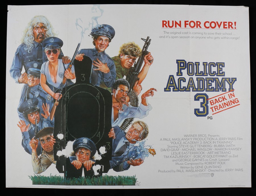 Police Academy 3 Back in Training (1986) British Quad poster, starring Steve Guttenberg, Bubba