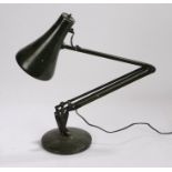 Mid 20th Century anglepoise lamp, in green enamel and a weighted base