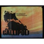 Peter Weirs film of Gallipoli (1981) British Quad film poster, starring Robert Stigwood, folded