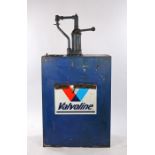 Baelz oil dispenser hand pump, in blue with tank below, 75cm deep, 33cm wide, 150cm high