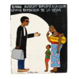 West African trade mini sign board, Togo, Adanlette Folly, Grand Avocat Diplome A La Cour Grand