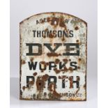 Double sided enamel sign "Agents for Thomson's dye works Perth", 34cm x 45cm