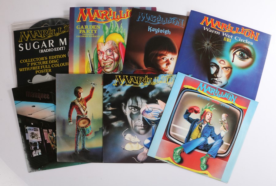 8 x Marillion 7" singles. Punch And Judy ( MARIL 1 ). Kayleigh ( MARIL 3 ). Heart Of Lothian ( MARIL