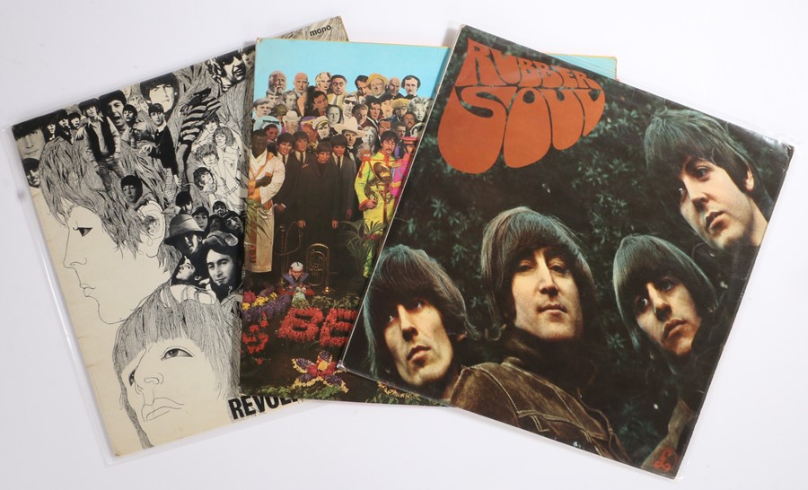 3 x Beatles LPs. Rubber Soul ( PMC 1267 ). Revolver ( PMC 7009 ). Sgt. Pepper's Lonely Hearts Club