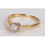 18 carat gold diamond solitaire ring, with a 0.50 carat diamond to the head, ring size Q1/2