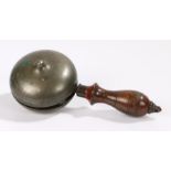 19th Century Hawker's bell, with turned wooden handle, 20cm long