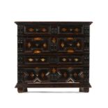 George III oak miniature geometric chest of drawers, in the 17th Century style, the rectangular