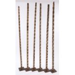 Set of six French late 19th Century Oyster poles, each pole with lime putty roundels and a