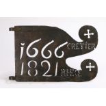 17th Century French weathervane, the copper vane with the date 1666 above the later date in a