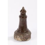 Carved serpentine desk weight, depicting a lighthouse, 15cm high