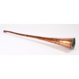 19th Century Copper hunting horn, 58.5cm long