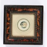 British school, a miniature of a gentleman holding a flask, pencil signed, housed within a faux