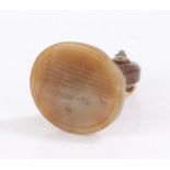 19th Century agate fob seal, with a love note in the form of a music score above a heart, 25mm high