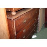 Early 19th Century mahogany secretaire, the rectangular top raised above four drawers, with brass