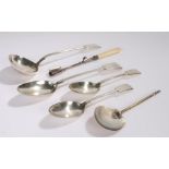 Edward VII silver mounted stilton scoop, the ivory handle above a silver central band and scoop with