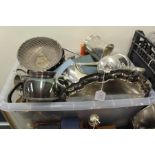 Silver plated wares, to include table cutlery, rose bowl ,salvers, tray, coasters, spill vase