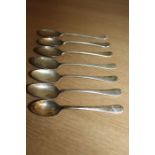 Seven silver teaspoons with rat tail bowls, various dates and makers, 4.2oz